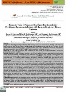 Prognostic Value of Pulmonary Dead-Space Fraction and other Physiological Parameters in Patients with the Acute Respiratory Distress Syndrome 